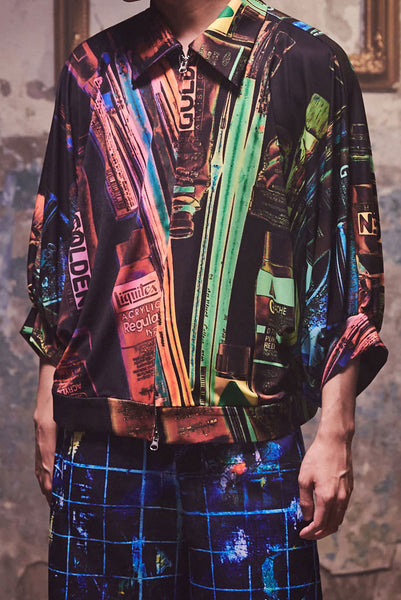 "The Painters" Collection- Painting Tools Dark POP Printed Elastic Jersey 2/3 Sleeve Volume Coat