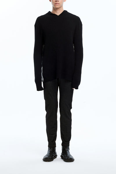 Andy Collection- Over-sized Back Knitted Jacquard Hoodie - Johan Ku Shop