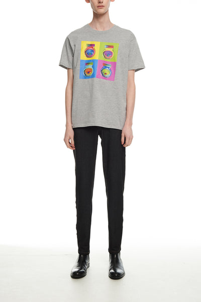 Andy Collection- Pop Art 4 Squared Marmite Graphic T-Shirt - Gray - Johan Ku Shop