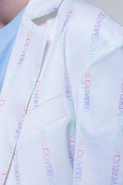 Elioliver Collection- "Elioliver" Wording Graphic Jacket - Pastel Rainbow - Johan Ku Shop