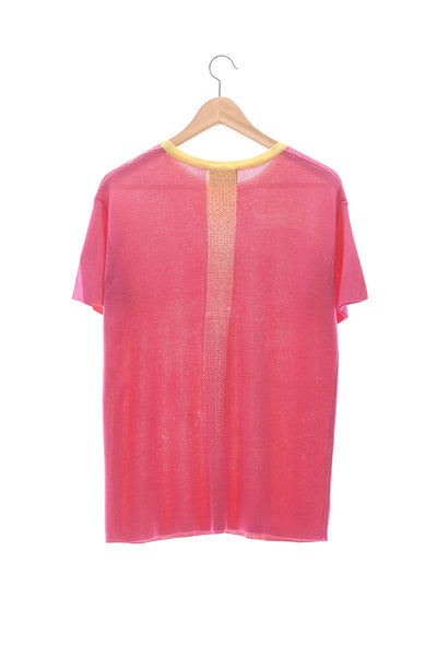 Elioliver Collection- Fade Out Sculpture Knitted Jacquard Top - Fuchsia - Johan Ku Shop