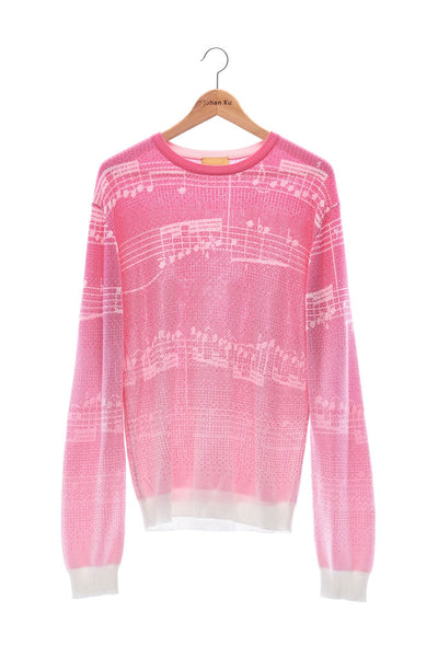 Elioliver Collection- Note Graphic Knitted Jacquard Top - Fuchsia/White - Johan Ku Shop