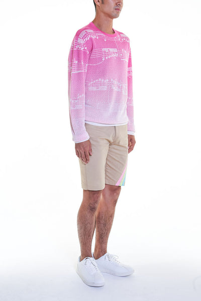 Elioliver Collection- Note Graphic Knitted Jacquard Top - Fuchsia/White - Johan Ku Shop