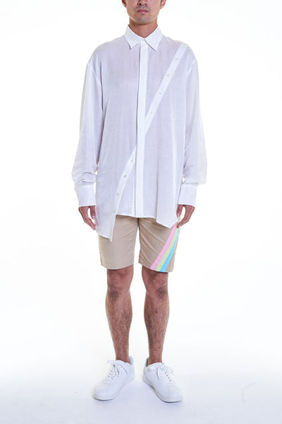 Elioliver Collection- Asymmetry Details Over-Sized Shirt - White - Johan Ku Shop