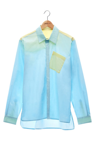 Elioliver Collection- Contrast Colour Details Over-Sized Shirt - Blue/Yellow - Johan Ku Shop
