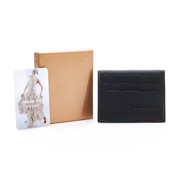 Elliot Collection - Rainbow Colour Stitch Leather Card Holder - Johan Ku Shop