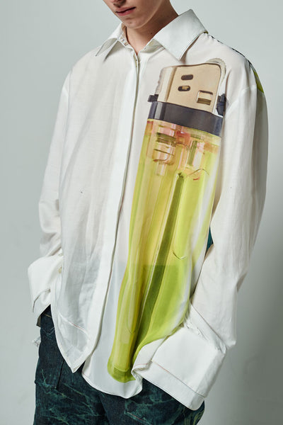 Elliot Collection- Lighter Image Asymmetric Details Oversize Shirt - Johan Ku Shop