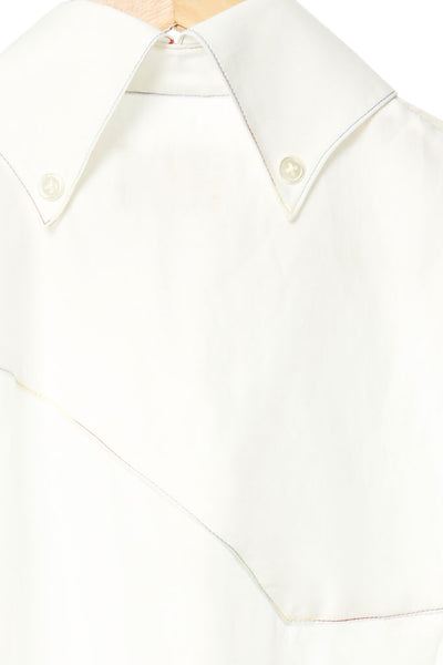 Elliot Collection- Rainbow Colour Stitches Asymmetric Details Oversize Shirt - Johan Ku Shop