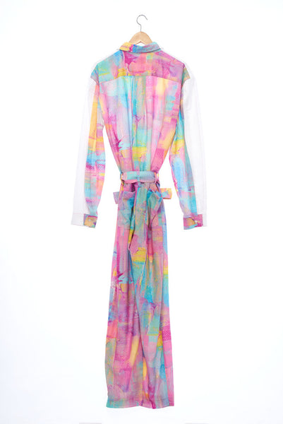 "The Painters" Collection- White and Artistic Brushes Printed Jumpsuit