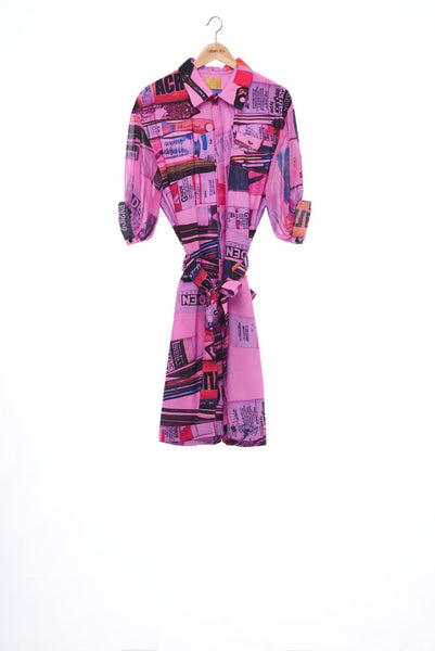 "The Painters" Collection- Painting Tools Pink Printed 1/2 Sleeve Playsuit