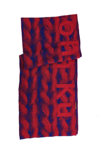 Sean Collection- Chunky Knitting Graphic Jacquard Long Scarf -Red/Blue