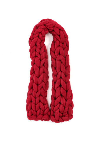 Sean Collection- Super Chunky Hand-Knit Long Scarf -Red