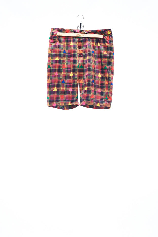 Sean Collection- Rainbow Colour Triangle Tartan Print Shorts