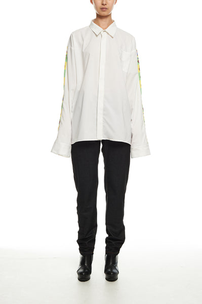 Andy Collection- Over-sized Pop Art Graphic Sleeve White Shirt - Johan Ku Shop